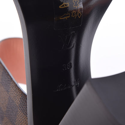 Louis Vuitton Calfskin Damier Ebene Passenger Heeled Sandals 38 8 of 9