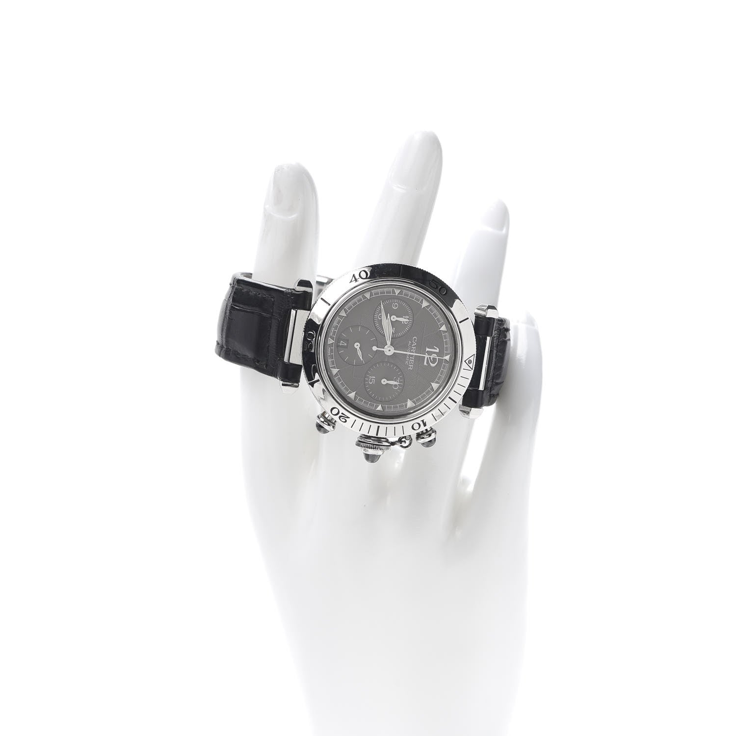Cartier Stainless Steel Alligator 38mm Pasha C Chronograph Automatic Watch Black 2 of 6