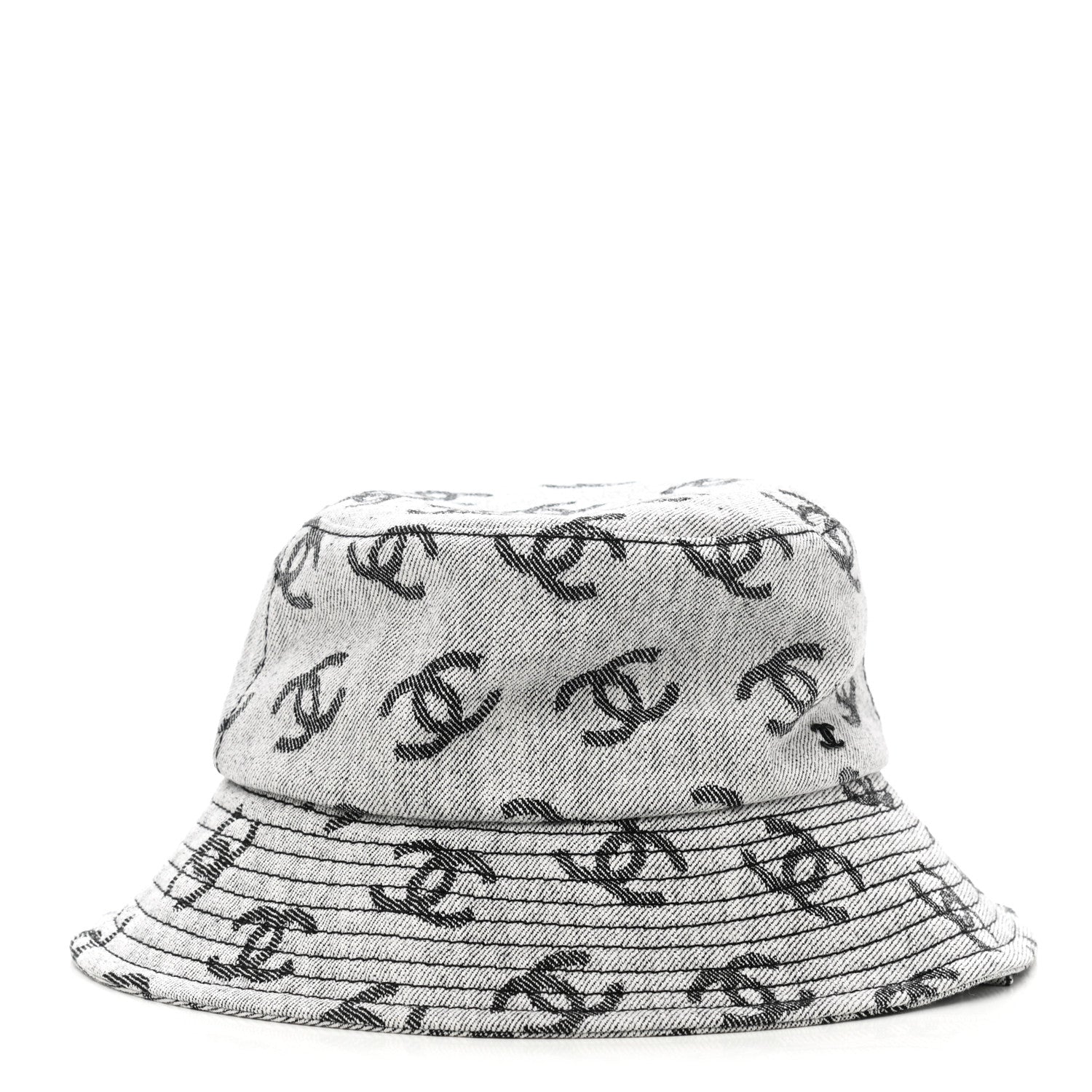 Chanel Denim CC Bucket Hat M White Black 3 of 8