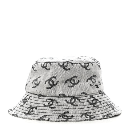 Chanel Denim CC Bucket Hat M White Black 3 of 8