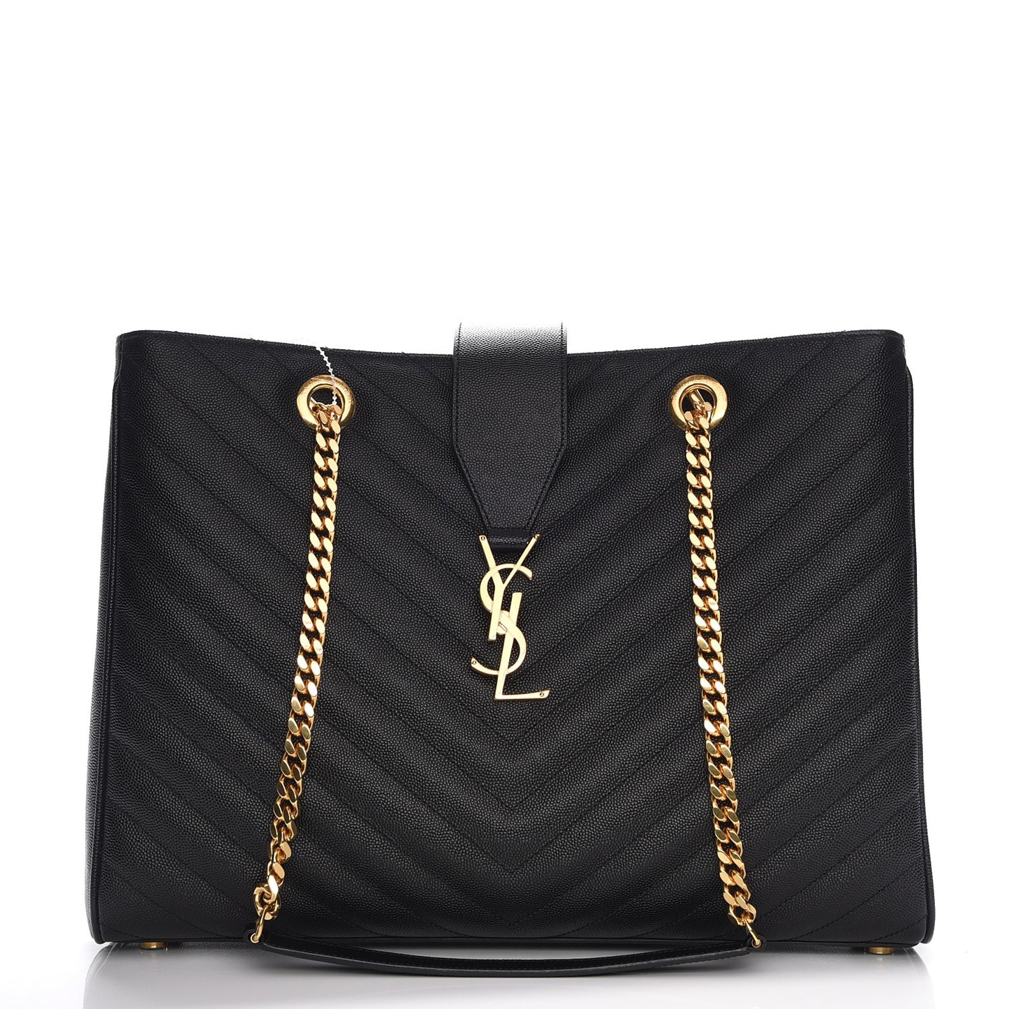 Grain De Poudre Matelasse Chevron Monogram Shopping Bag Black