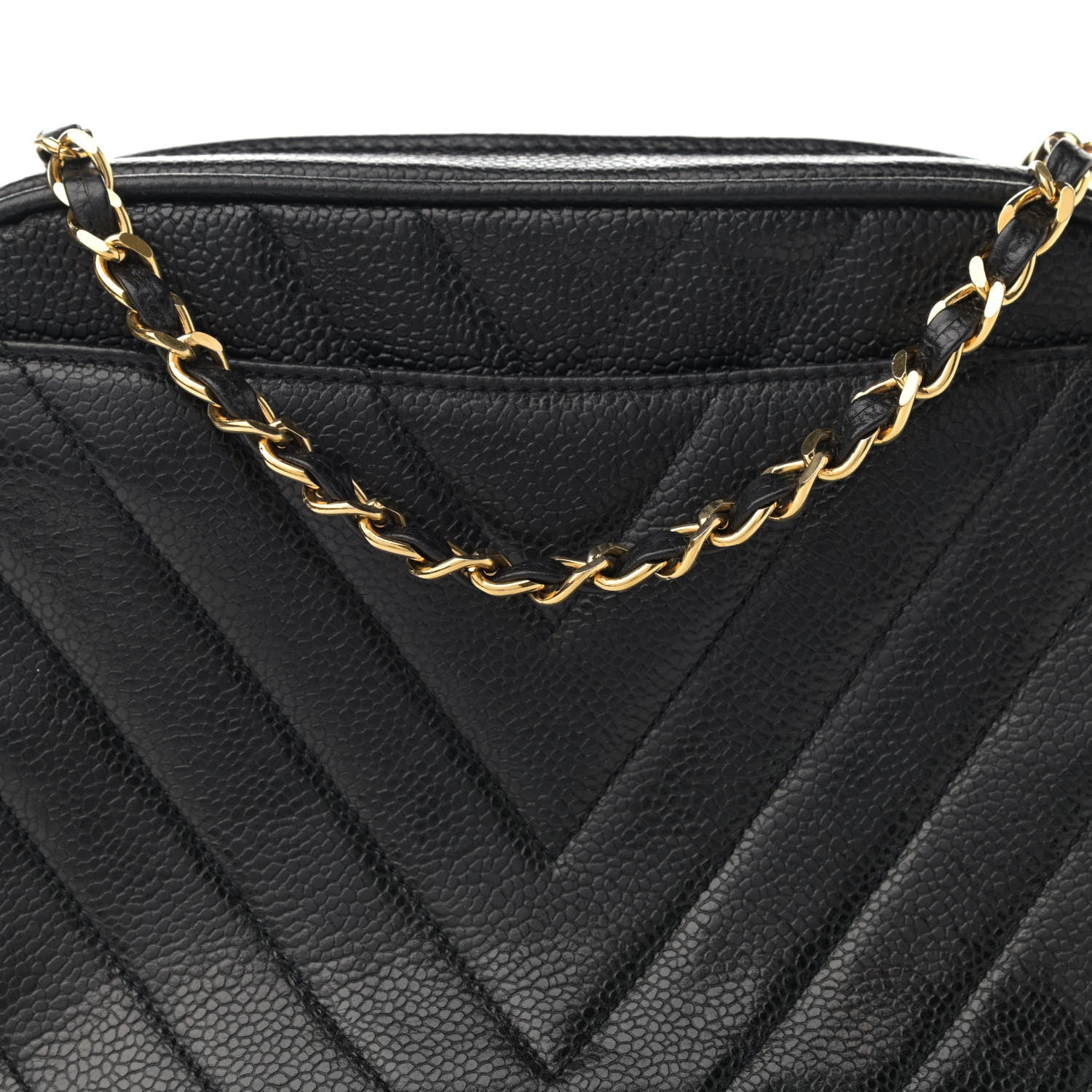 Chanel Caviar Chevron Quilted Camera Case Black 9 of 11