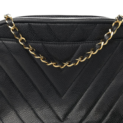Chanel Caviar Chevron Quilted Camera Case Black 9 of 11