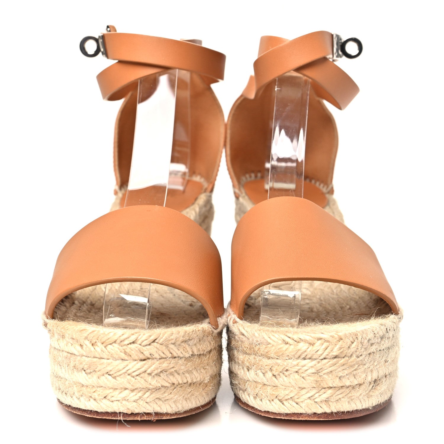 Hermes Calfskin Tipoli Espadrille Wedge Sandals 37 Gold 3 of 8