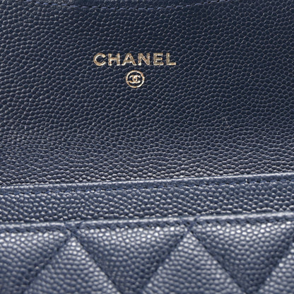 Chanel Caviar Quilted Flap Card Holder Wallet Navy Blue 6 of 9