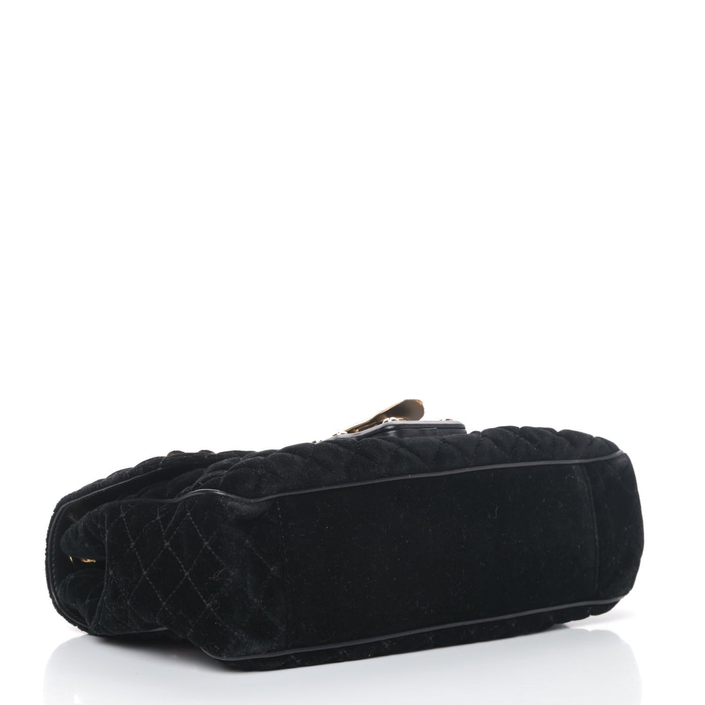 Velvet Watersnake Embellished Lucia Shoulder Bag Black