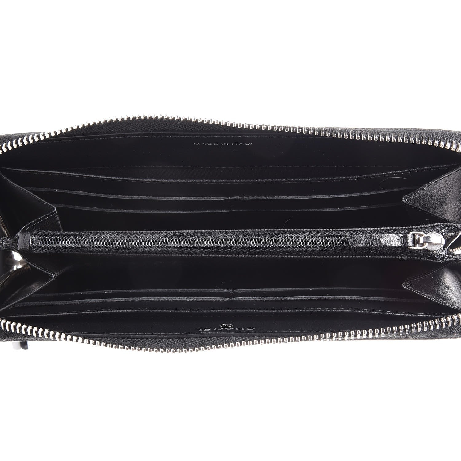 Chanel Lambskin Camellia Embossed Large Zip Around Gusset Wallet Black 5 of 14