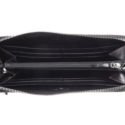 Chanel Lambskin Camellia Embossed Large Zip Around Gusset Wallet Black 5 of 14