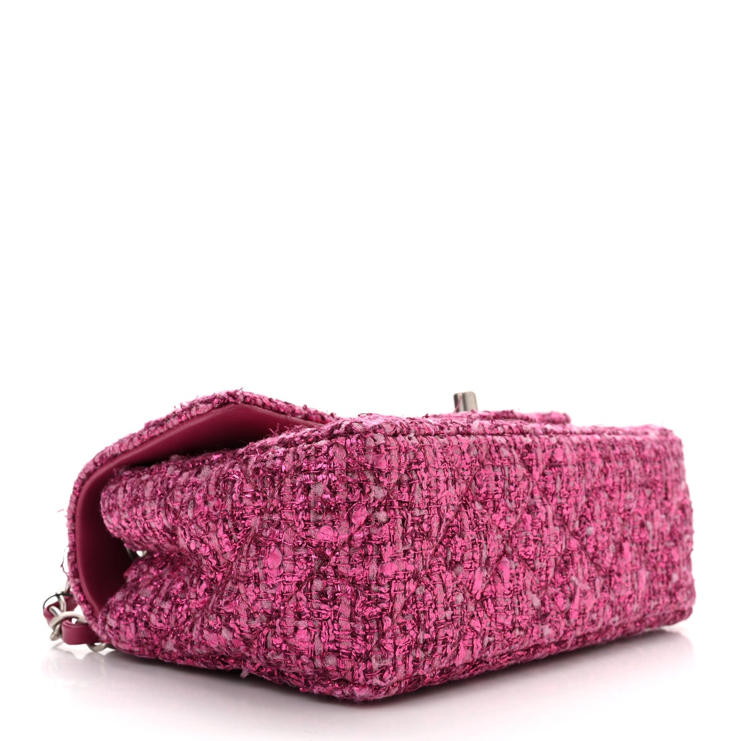 Metallic Tweed Quilted Mini Rectangular Flap Pink