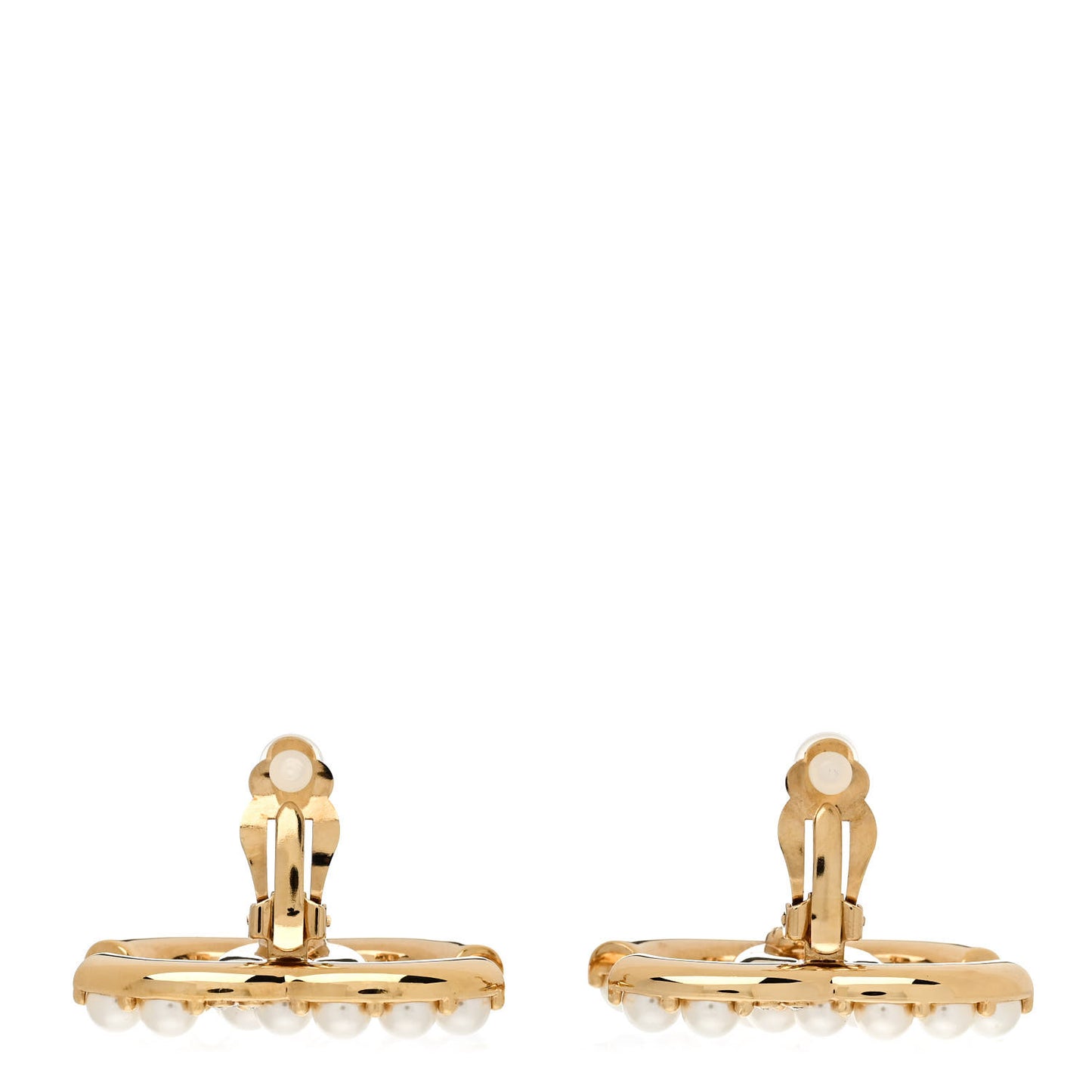 Crystal Pearl CC Clip On Earrings Gold