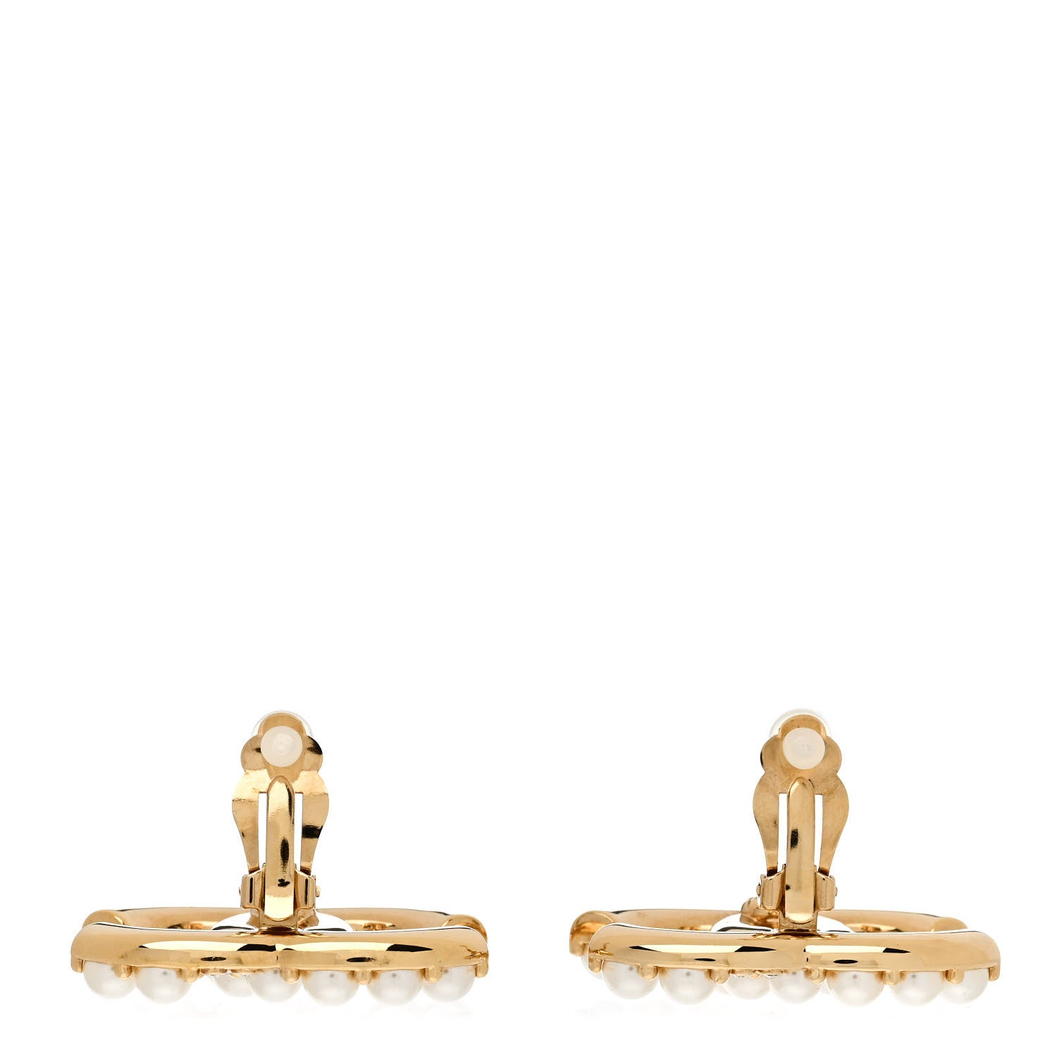 Chanel Crystal Pearl CC Clip On Earrings Gold 3 of 4