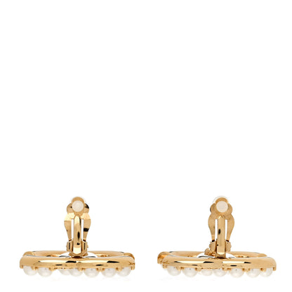 Chanel Crystal Pearl CC Clip On Earrings Gold 3 of 4