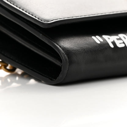 Off-White Calfskin Jitney Quote Flap Wallet On Chain Black 9 of 11