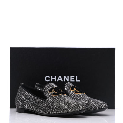 Chanel Fantasy Tweed CC Mocassin Loafers 35 Silver 13 of 13