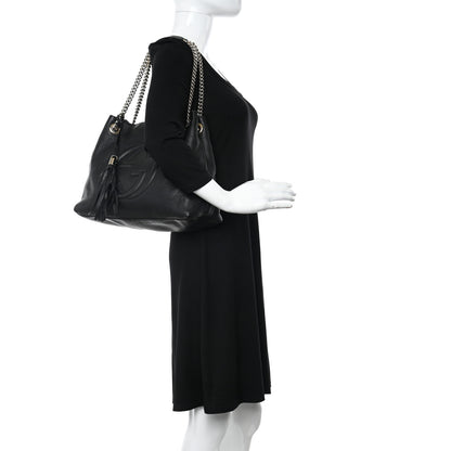 Gucci Pebbled Calfskin Large Soho Chain Shoulder Bag Black 2 of 11