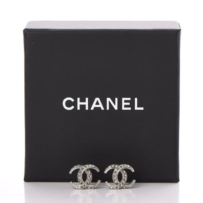 Chanel Crystal CC Moon Earrings Silver 5 of 5