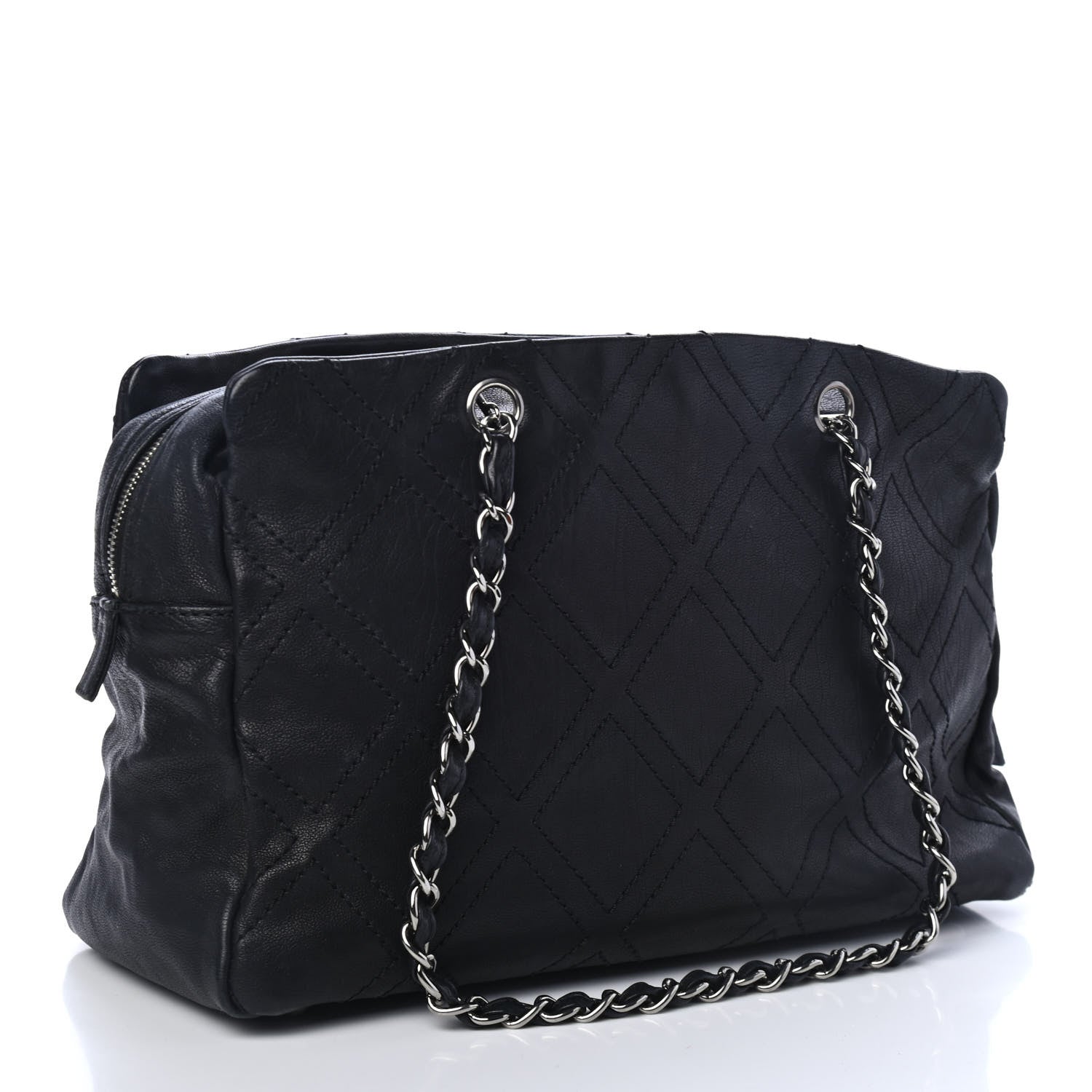 Chanel Calfskin Large Diamond Stitch Tote Black 2 of 4