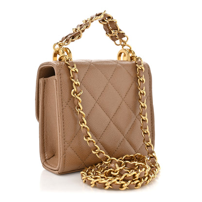 Chanel Caviar Quilted Coco First Clutch With Chain Beige 3 of 12