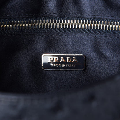 Prada Ostrich Shoulder Bag Navy 6 of 7