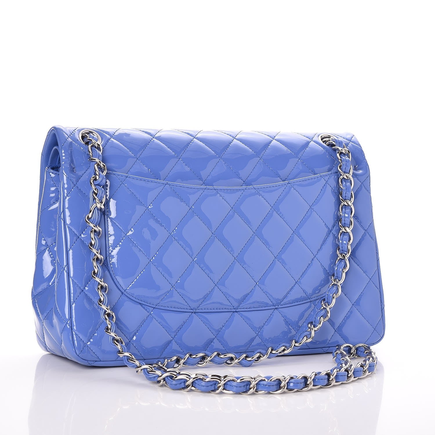 Chanel Patent Quilted Jumbo Double Flap Blue 3 of 7