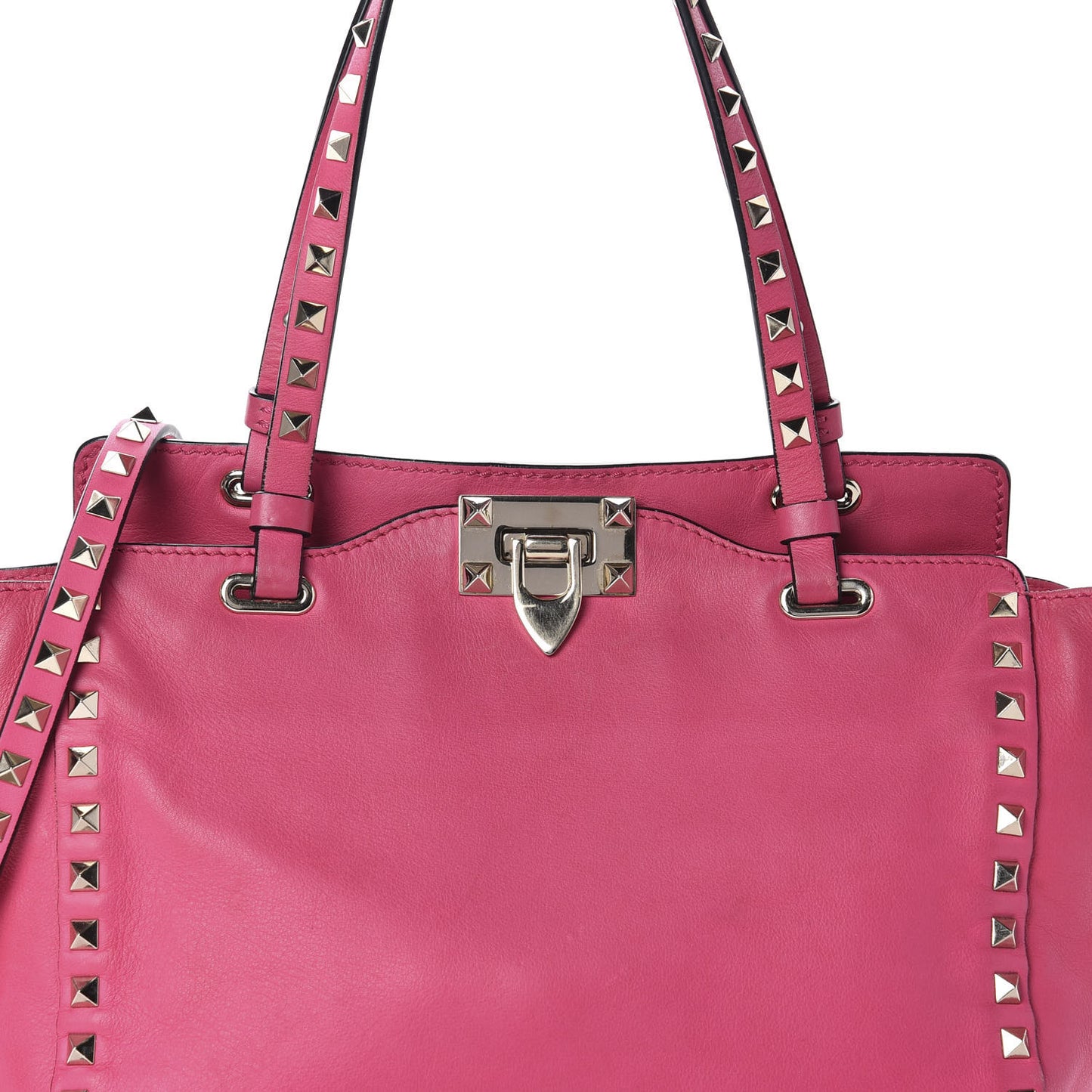 Vitello Small Rockstud Tote Deep Cyclamin