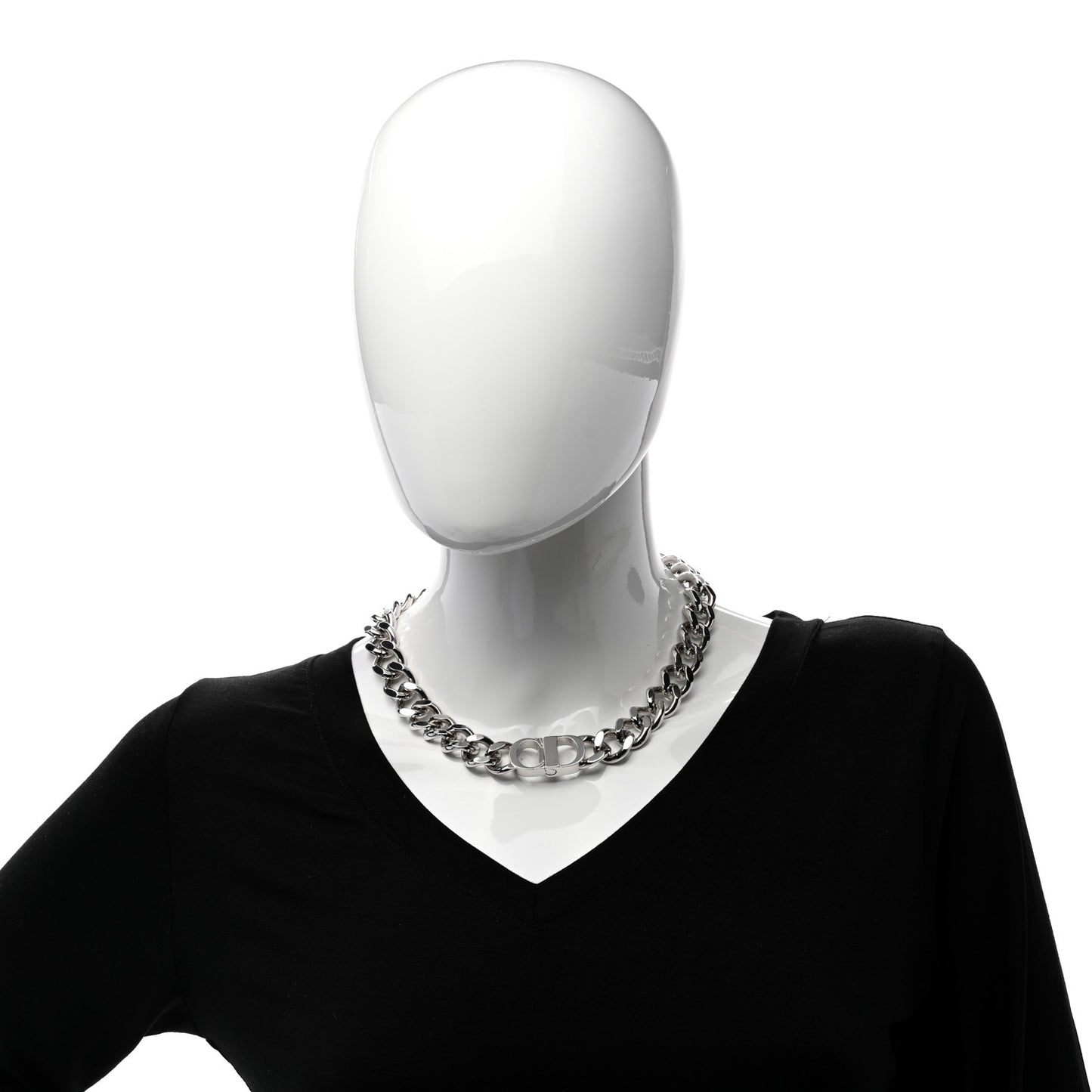 Brass CD Icon Chain Link Necklace Silver