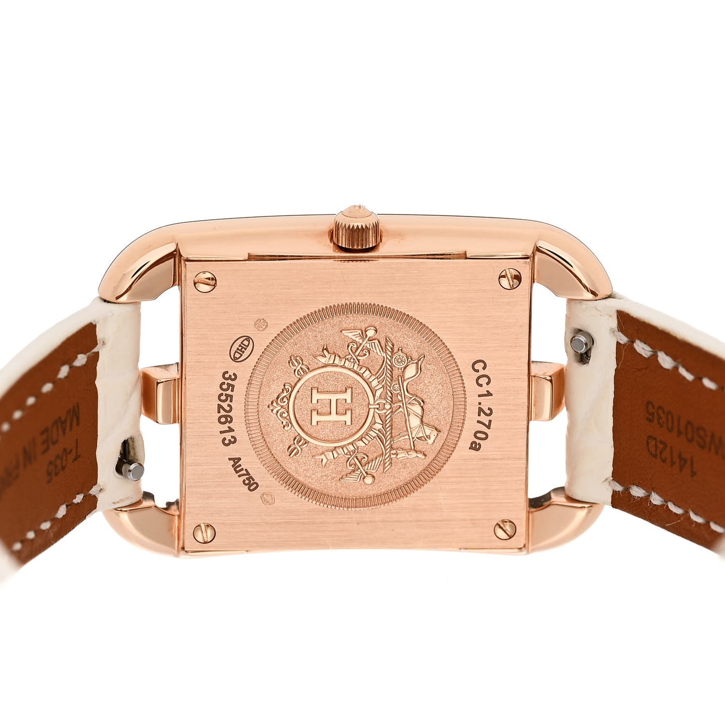 18K Rose Gold Alligator Diamond Mother of Pearl 23mm Cape Cod Quartz Watch Blanc