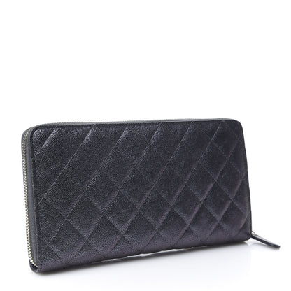 Chanel Iridescent Caviar Quilted Long Zip Around Wallet Black 2 of 8