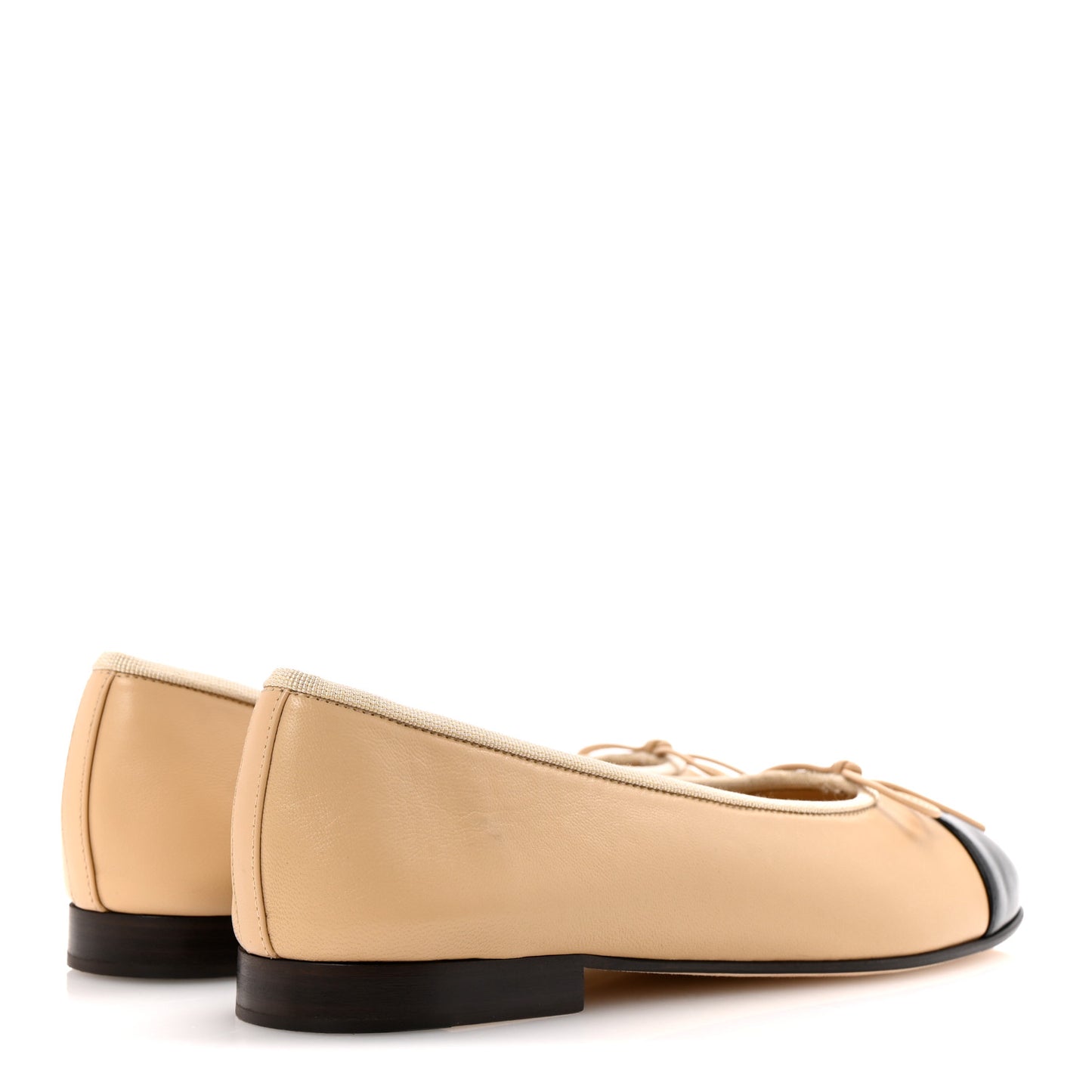 Lambskin Cap Toe CC Ballerina Flats 38 Beige Black