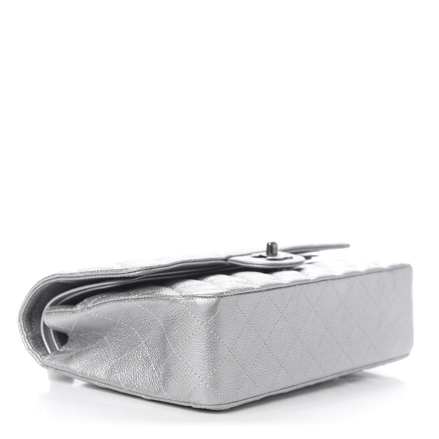 Chanel Metallic Caviar Quilted Medium Double Flap Silver 5 of 12