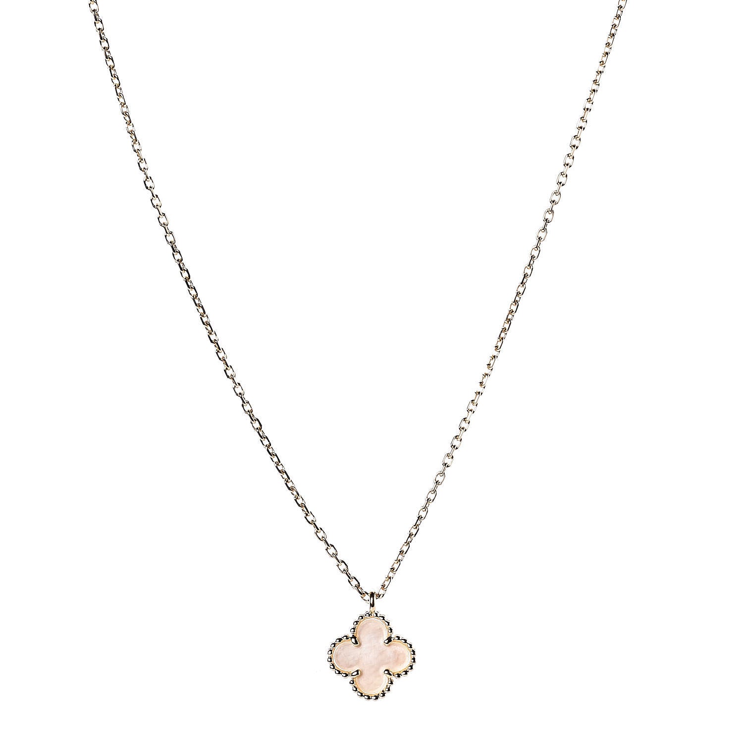 Van Cleef & Arpels 18K Yellow Gold Mother of Pearl Sweet Alhambra Pendant Necklace 1 of 7