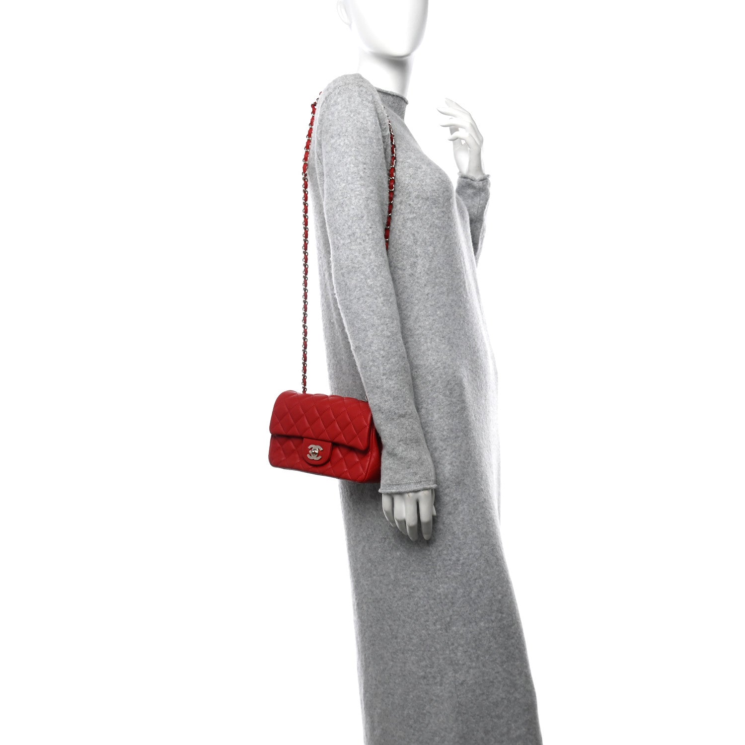 Chanel Lambskin Quilted Mini Rectangular Flap Red 3 of 11