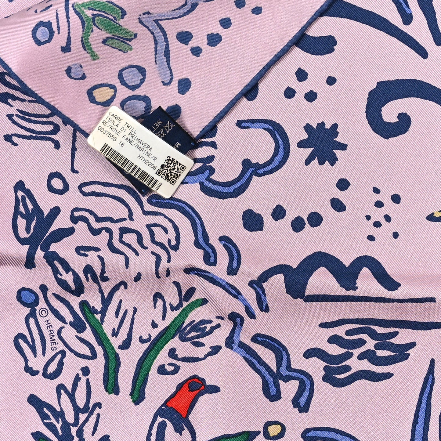 Silk Isola Di Primavera Scarf 90 Rose Fane Marine