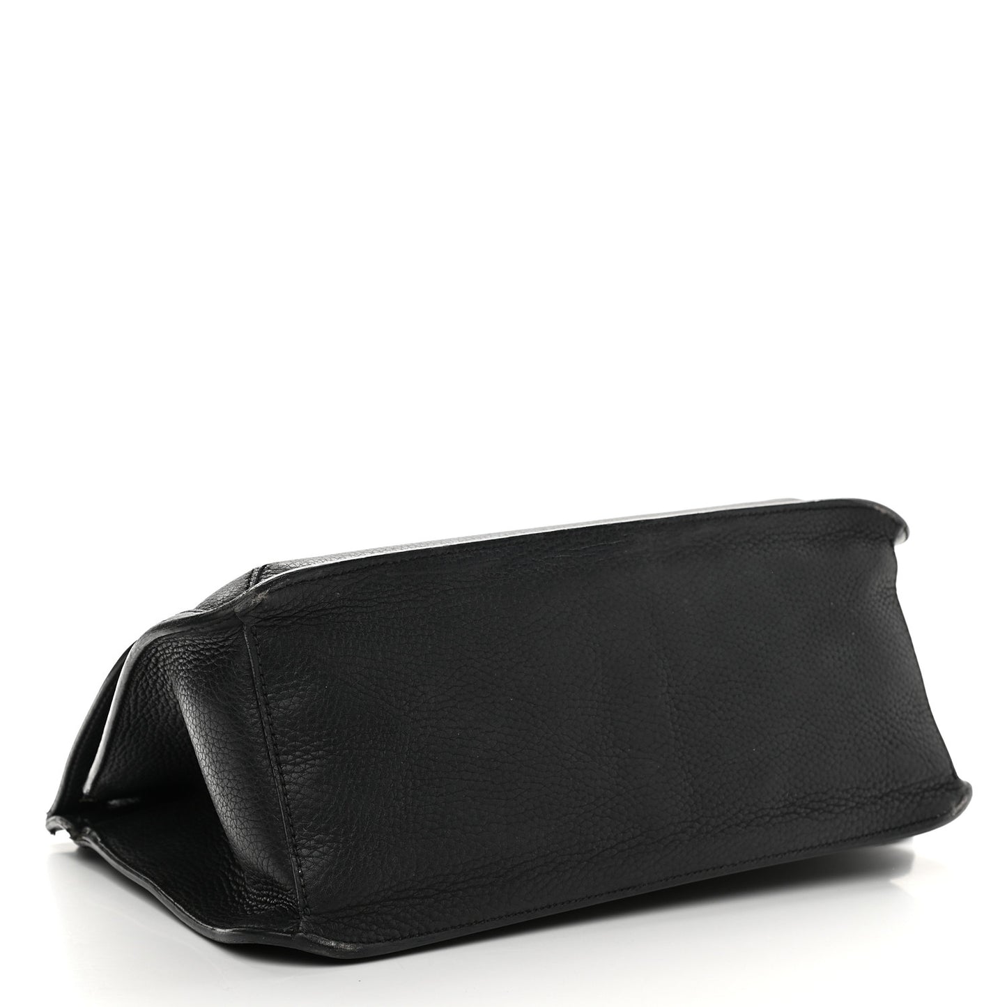 Pebbled Calfskin Medium Bamboo Daily Flap Shoulder Bag Black