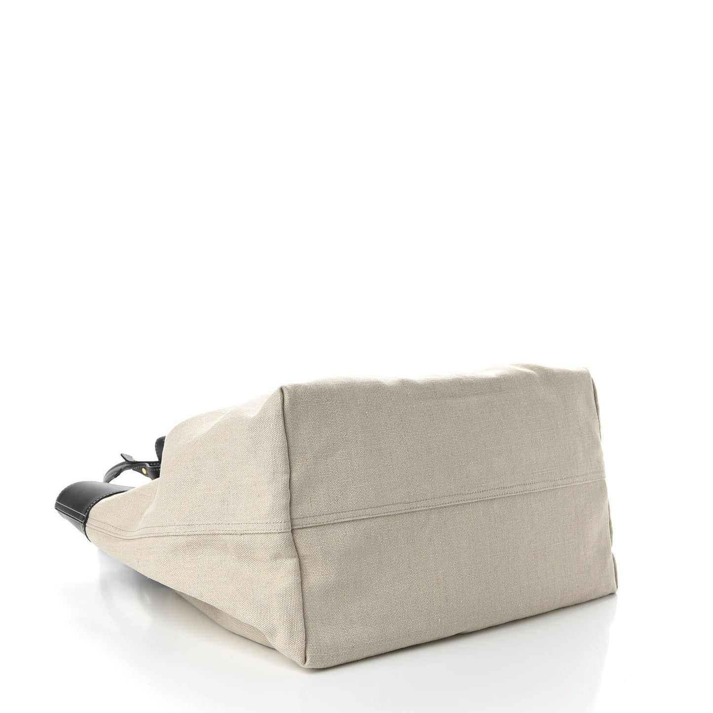 Natural Linen Matte Calfskin Quad Tote Black