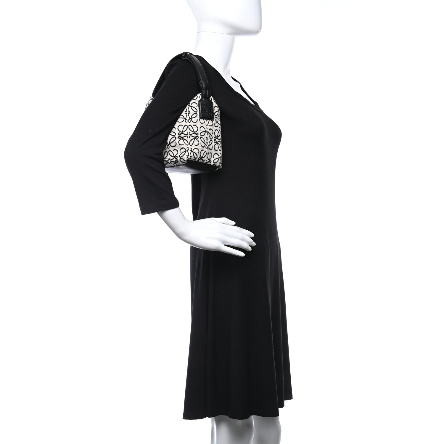 Loewe Jacquard Anagram Calfskin Small Cubi Bag Ecru Black 2 of 9
