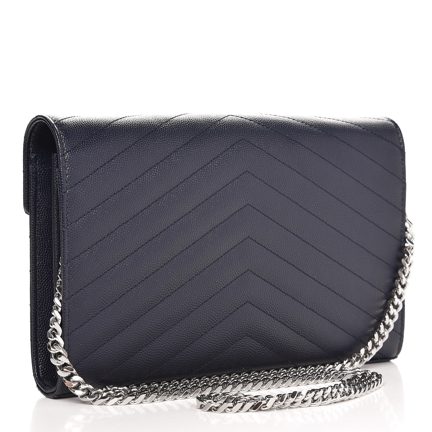 Grain De Poudre Matelasse Chevron Monogram Chain Wallet Deep Marine