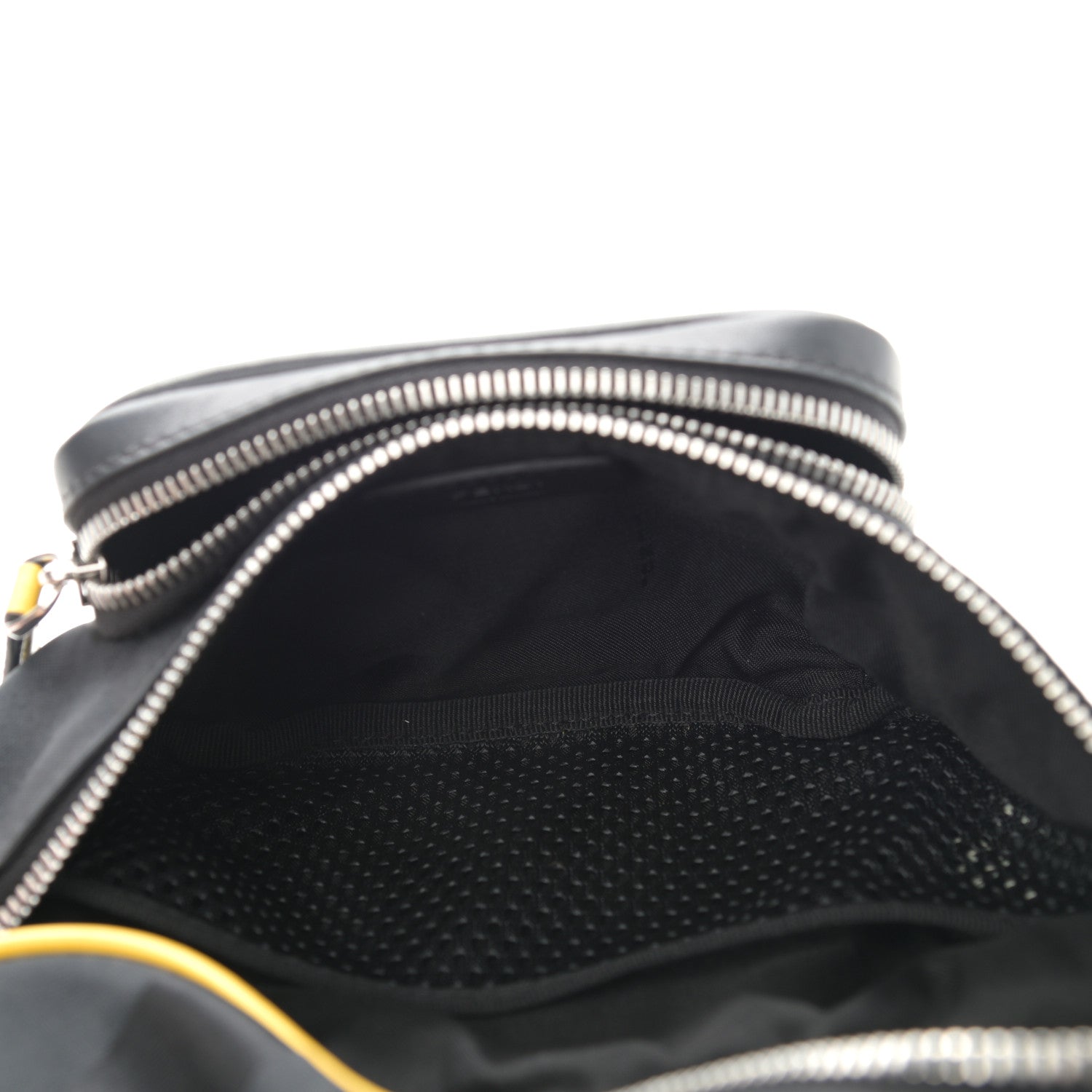 Fendi Recycled Nylon Vitello Grace Light Pequin Logo Pocket Belt Bag Black Sunflower 5 of 12