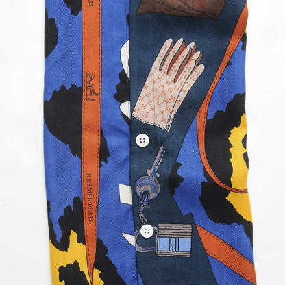 Hermes Cashmere Echarp A Manches Petit H Scarf Bleu Jaune Brun 8 of 10