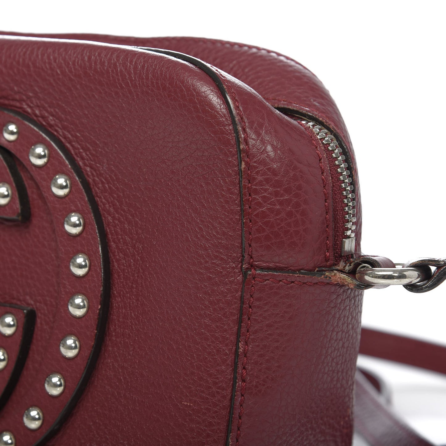 Pebbled Calfskin Studded Small Soho Disco Bag Soft Burgundy