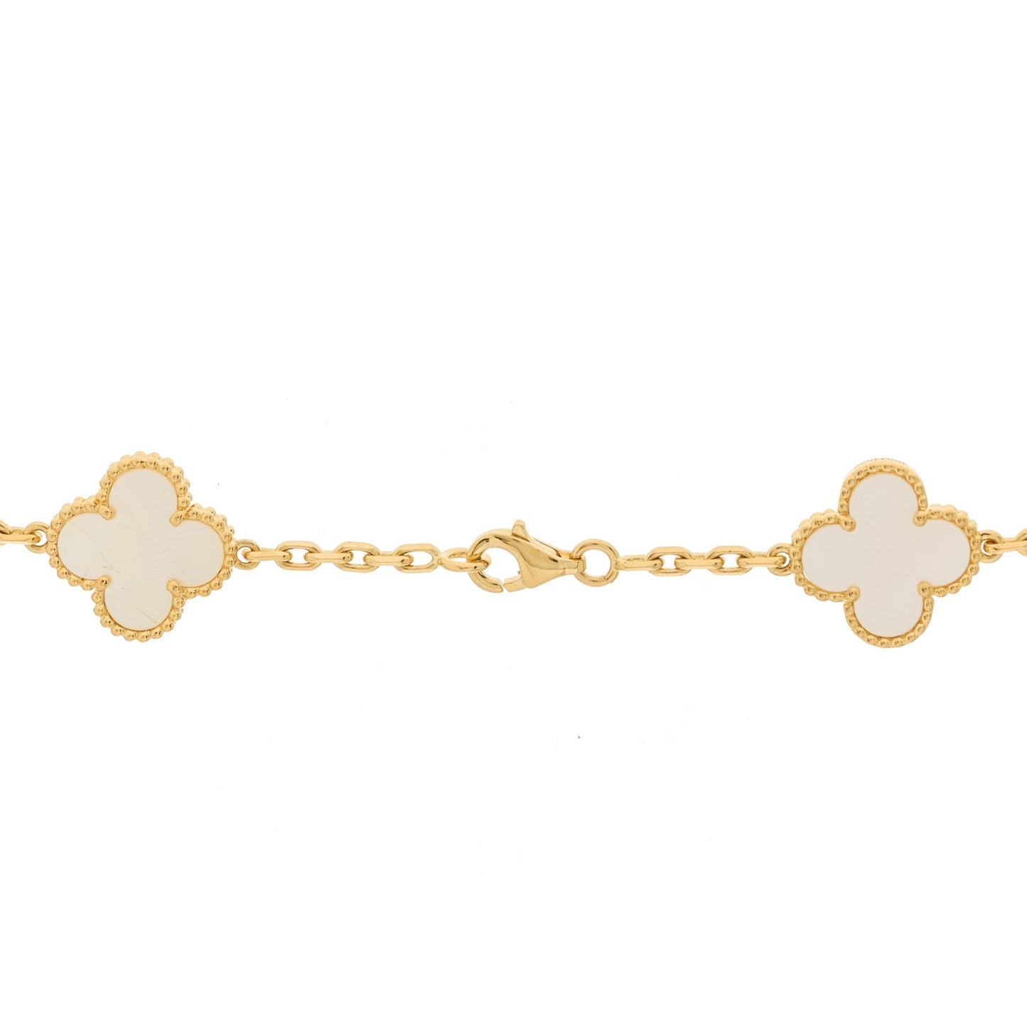 18K Yellow Gold Mother of Pearl 20 Motifs Vintage Alhambra Necklace