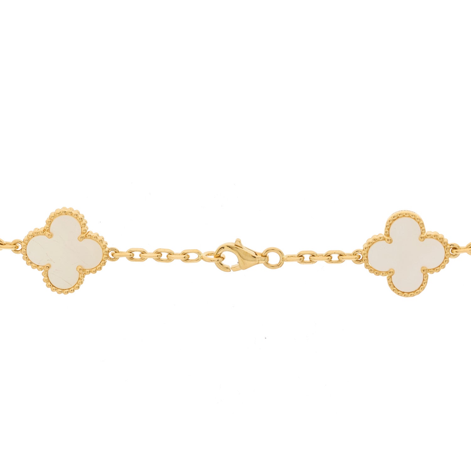 Van Cleef & Arpels 18K Yellow Gold Mother of Pearl 20 Motifs Vintage Alhambra Necklace 5 of 8