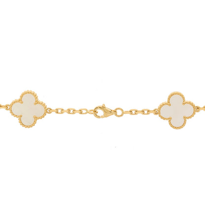 Van Cleef & Arpels 18K Yellow Gold Mother of Pearl 20 Motifs Vintage Alhambra Necklace 5 of 8