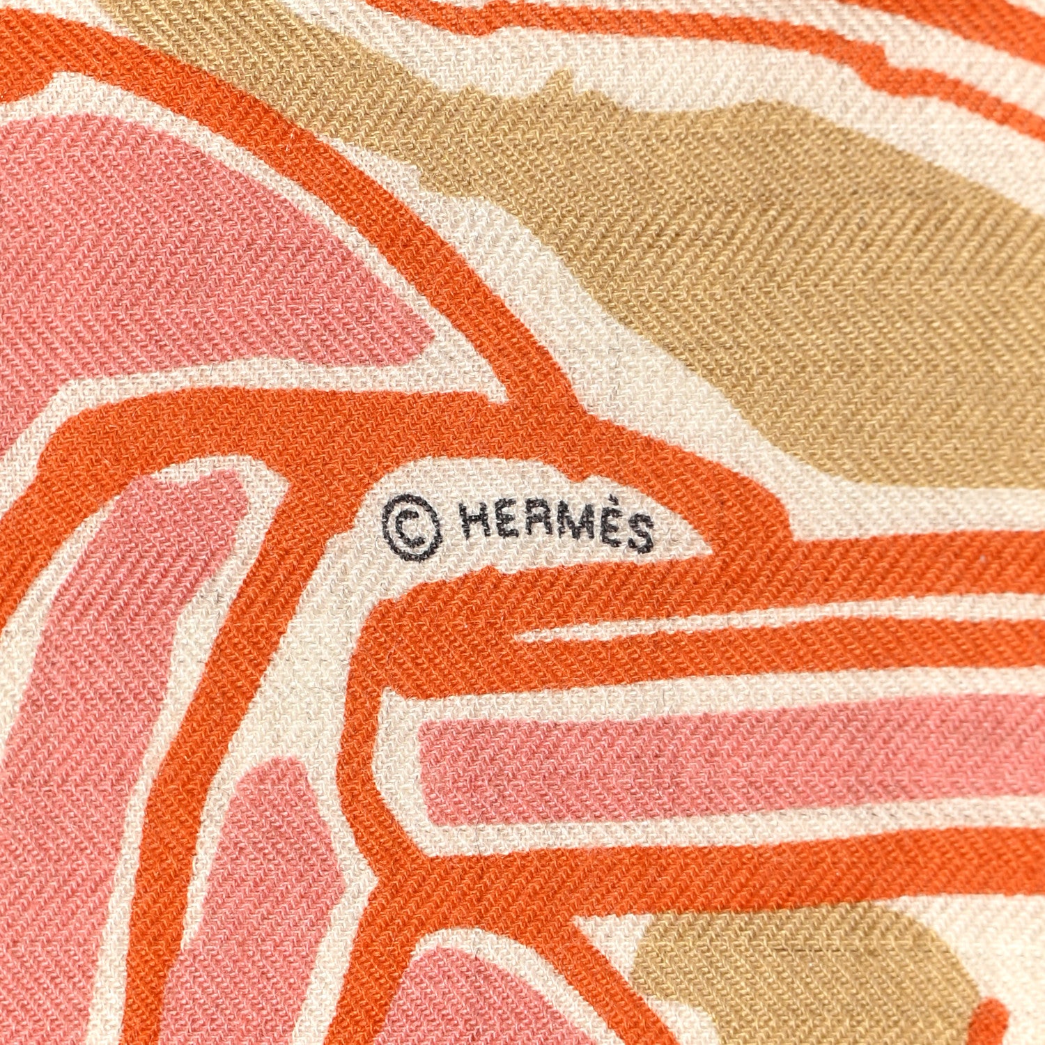 Hermes Cashmere Rayures D'ete Shawl 140 Natural Orange Vert 4 of 5
