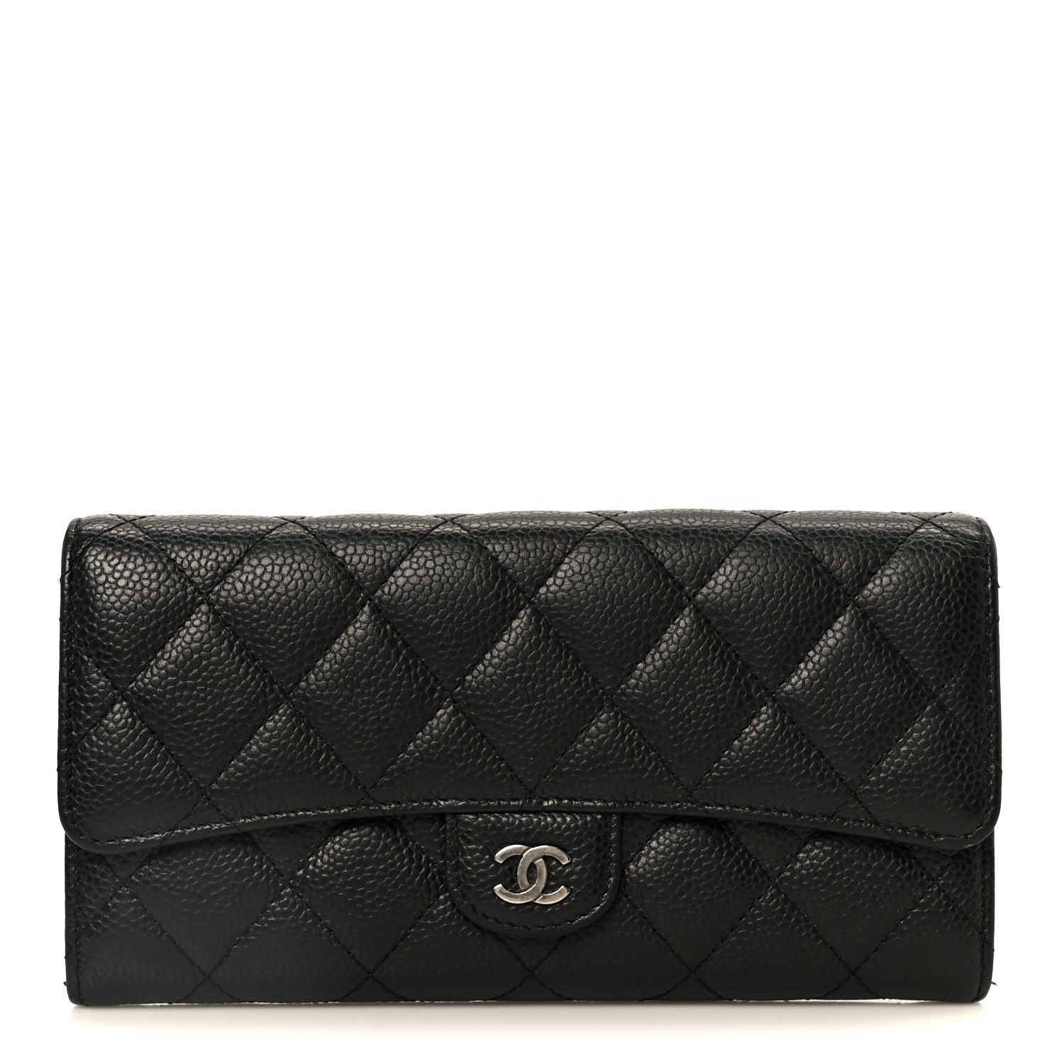 Chanel Caviar Quilted Large Gusset Flap Wallet Black 1 of 9