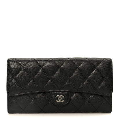 Chanel Caviar Quilted Large Gusset Flap Wallet Black 1 of 9