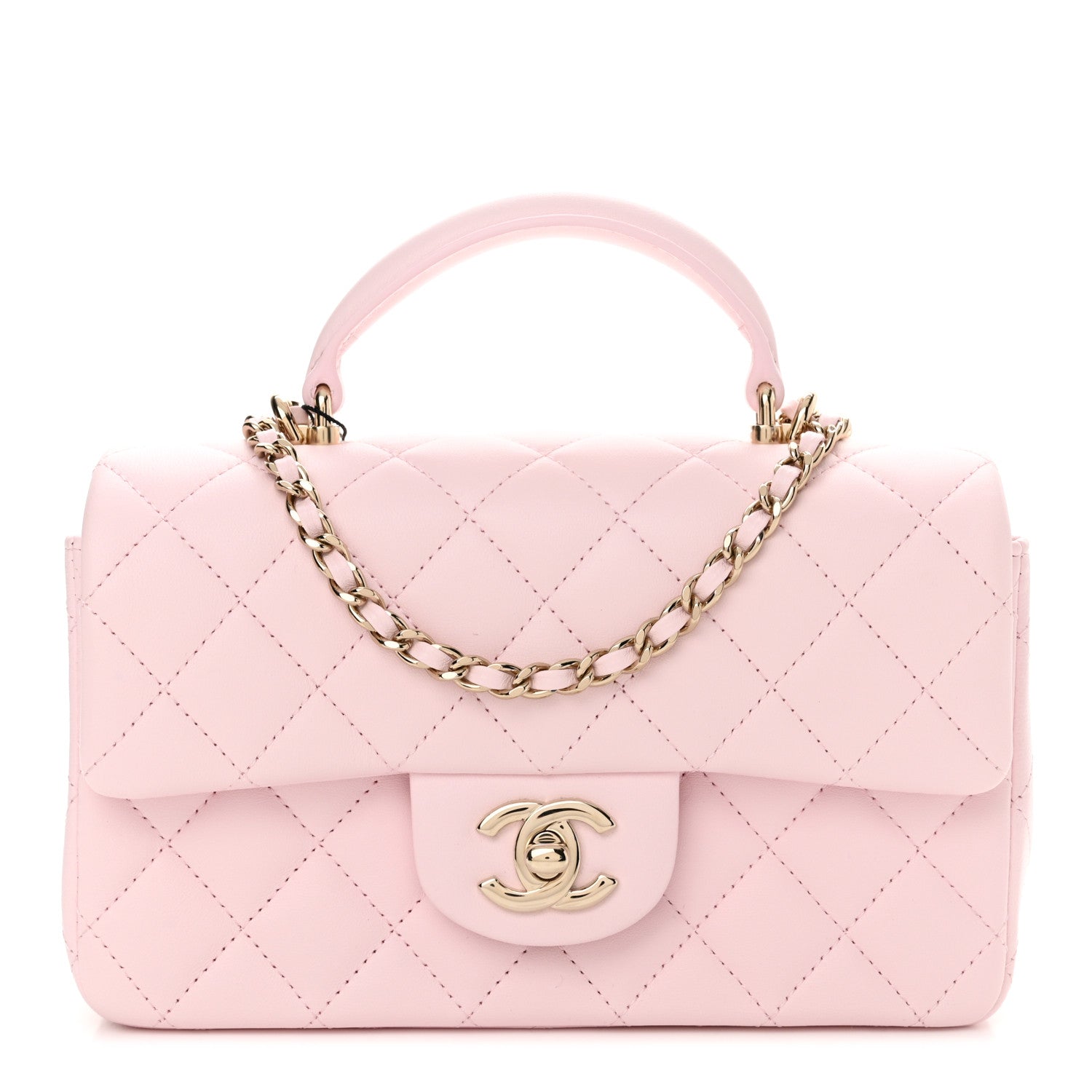 Chanel Lambskin Quilted Mini Top Handle Rectangular Flap Light Pink 1 of 12