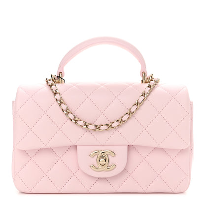 Chanel Lambskin Quilted Mini Top Handle Rectangular Flap Light Pink 1 of 12