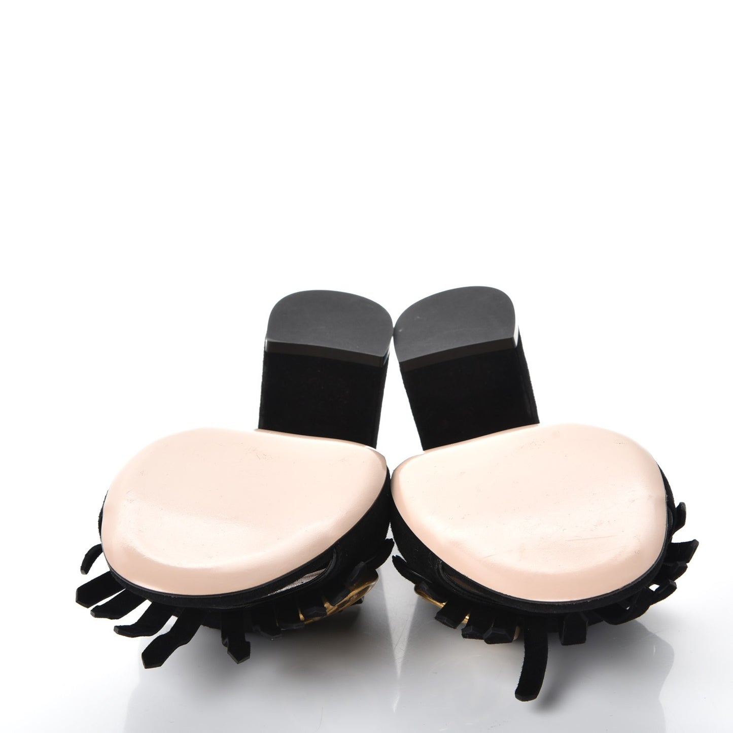 Kid Scamosciato GG Marmont Fringe 75mm Slide Sandals 38.5 Black