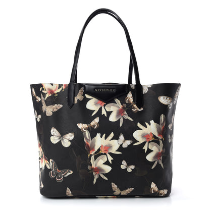 Givenchy Coated Canvas Magnolia and Moth Print Medium Antigona Tote Black 1 of 9